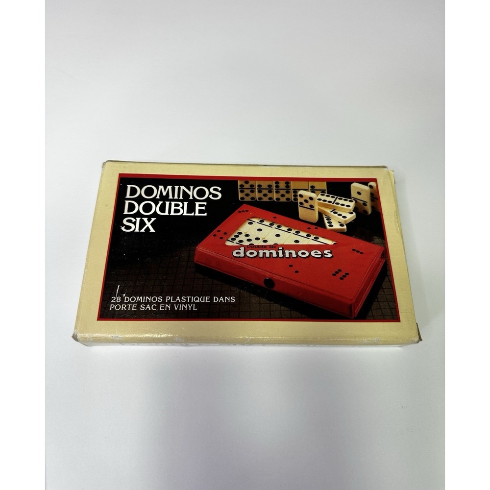 Vintage Double Six Dominoes Set Of 28 With Red Vinyl Case
